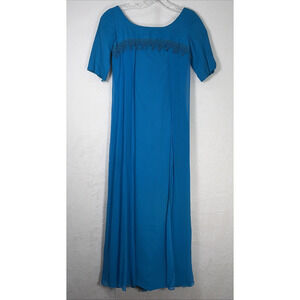 60s Vintage Sylvia Ann Electric Blue Chiffon Retro Lace Dress No Size Charity